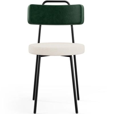 Kit 08 Cadeiras Decorativa Estofada Sala De Jantar Barcelona L02 Facto Verde Musgo Linho Cru - Lyam