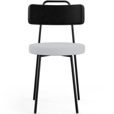 Cadeira Decorativa Estofada Para Sala De Jantar Barcelona L02 Couríssimo Preto Linho Cinza - Lyam
