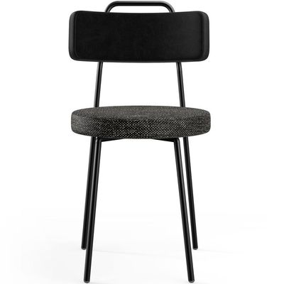 Kit 08 Cadeiras Decorativa Estofada Sala Jantar Barcelona L02 Couríssimo Preto Linho Chumbo - Lyam