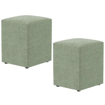 Kit 02 Puffs Quadrado Decorativo Sala De Estar L02 Bouclê Oliva - Lyam Decor