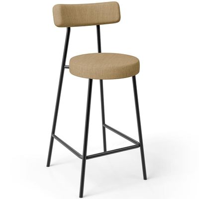 Kit 03 Banquetas Baixa Para Cozinha Sala De Jantar Bancada Milão L02 Linho Bege Escuro - Lyam Decor