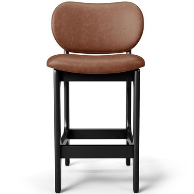 Banqueta Baixa Bar Cozinha E Sala De Jantar Fixa Betta L02 Preto Couríssimo Marrom - Lyam Decor