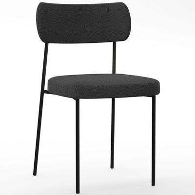 Cadeira Decorativa Estofada Para Sala De Jantar Melina L02 Bouclê Preto - Lyam Decor