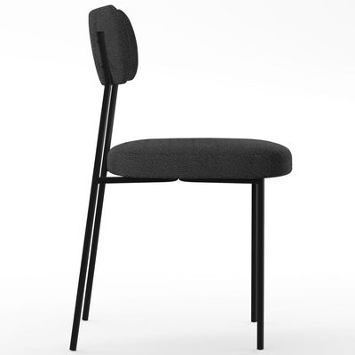 Cadeira Decorativa Estofada Para Sala De Jantar Melina L02 Bouclê Preto - Lyam Decor