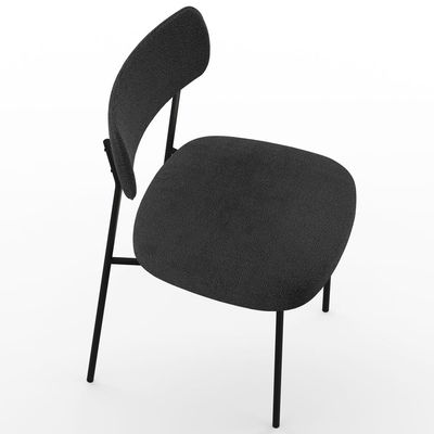 Cadeira Decorativa Estofada Para Sala De Jantar Melina L02 Bouclê Preto - Lyam Decor