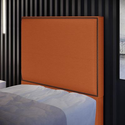 Cabeceira Box Solteiro Com Tachas 100 cm Vicenza L02 Tecido Terracota - Lyam Decor