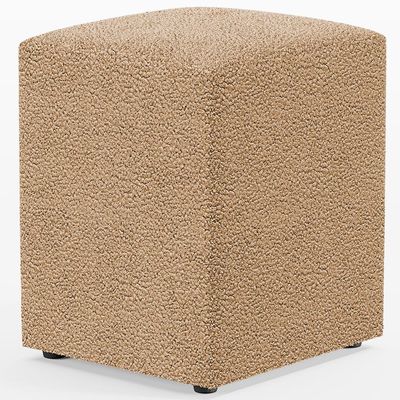 Kit 03 Puffs Quadrado Decorativo Sala De Estar L02 Bouclê Mostarda - Lyam Decor