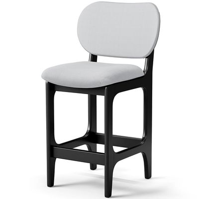 Banqueta Baixa Bar Cozinha E Sala De Jantar Fixa Betta L02 Preto Linho Cinza - Lyam Decor