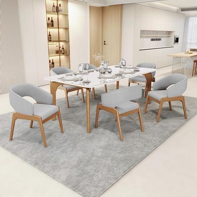 Cadeira de Jantar e Estar Living Estofada Lince L02 Bouclê Cinza - Lyam Decor
