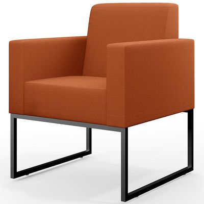 Kit 02 Poltronas Decorativas Sala Base fixa Metal Helô L02 Tecido Terracota - Lyam Decor