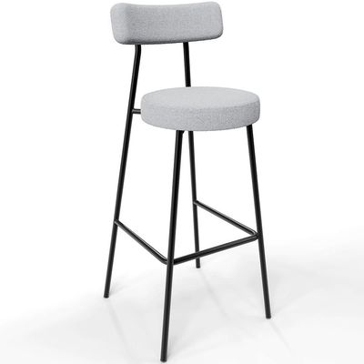 Kit 02 Banquetas Alta Cozinha Bar Sala Jantar Estrutura Em Aço Milão L02 Bouclê Cinza - Lyam Decor