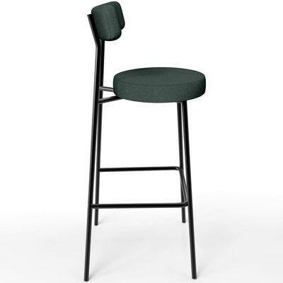Banqueta Alta Bar Cozinha Sala De Jantar Estrutura Em Aço Milão L02 Linho Verde Musgo - Lyam Decor