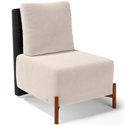 Kit 02 Poltronas Decorativas Sala de Estar Living Hungria L02 Couríssimo Preto Suede Bege - Lyam