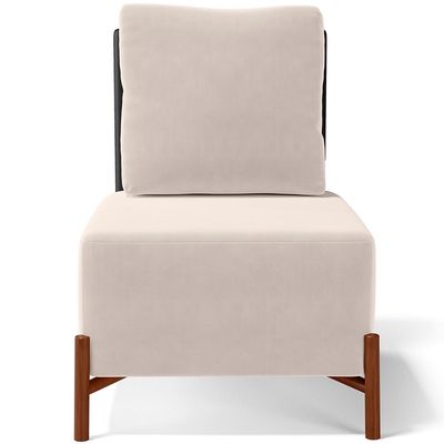 Kit 02 Poltronas Decorativas Sala de Estar Living Hungria L02 Couríssimo Preto Suede Bege - Lyam