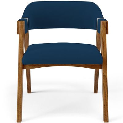 Cadeira Para Sala de Jantar e Estar Living Estofada Suran L02 Suede Azul Marinho - Lyam