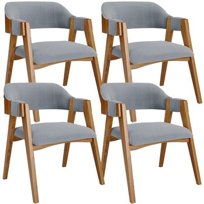 Kit 04 Cadeiras Para Sala de Jantar e Estar Living Estofada Suran L02 Bouclê Cinza - Lyam