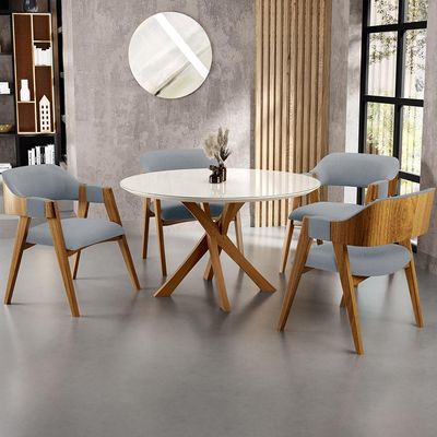 Kit 04 Cadeiras Para Sala de Jantar e Estar Living Estofada Suran L02 Bouclê Cinza - Lyam