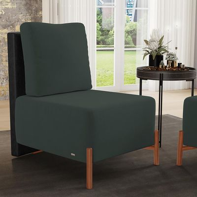 Kit 2 Poltronas Decorativas Sala Estar Living Hungria L02 Couríssimo Preto Suede Verde Musgo - Lyam