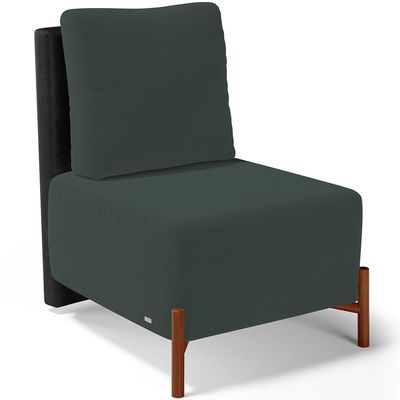 Kit 2 Poltronas Decorativas Sala Estar Living Hungria L02 Couríssimo Preto Suede Verde Musgo - Lyam