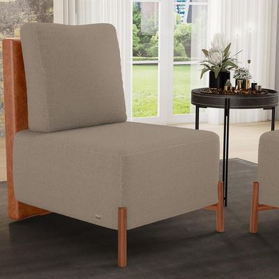 Kit 02 Poltronas Decorativas Sala de Estar Living Hungria L02 Couríssimo Camel Bouclê Bege - Lyam