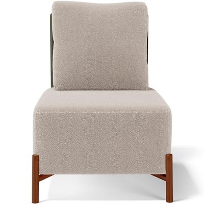 Kit 02 Poltronas Decorativas Sala de Estar Living  Hungria L02 Couríssimo Verde Bouclê Creme - Lyam