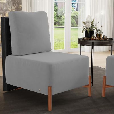 Kit 02 Poltronas Decorativas Sala de Estar Living Hungria L02 Couríssimo Preto Suede Cinza - Lyam