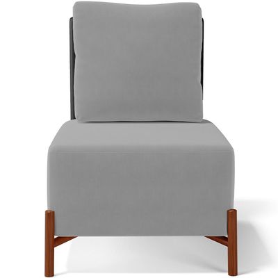 Kit 02 Poltronas Decorativas Sala de Estar Living Hungria L02 Couríssimo Preto Suede Cinza - Lyam