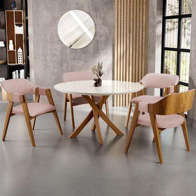 Cadeira Para Sala de Jantar e Estar Living Estofada Suran L02 Linho Rosê - Lyam