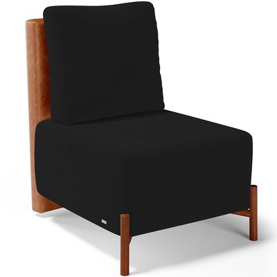 Kit 02 Poltronas Decorativas Sala de Estar Living Hungria L02 Couríssimo Camel Suede Preto - Lyam