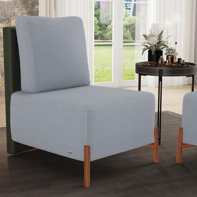 Kit 02 Poltronas Decorativas Sala de Estar Living Hungria L02 Couríssimo Verde Bouclê Cinza - Lyam