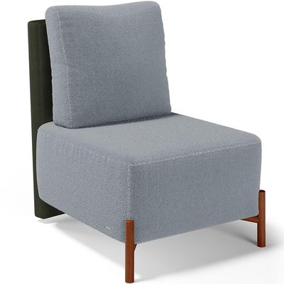 Kit 02 Poltronas Decorativas Sala de Estar Living Hungria L02 Couríssimo Verde Bouclê Cinza - Lyam