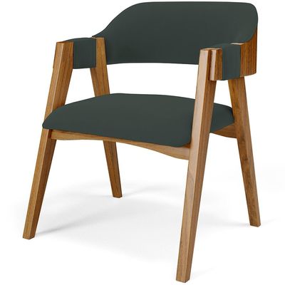 Cadeira Para Sala de Jantar e Estar Living Estofada Suran L02 Suede Verde Musgo - Lyam