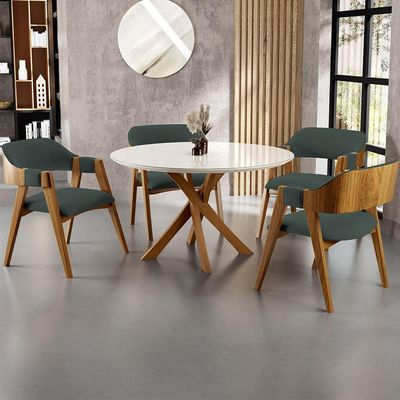Cadeira Para Sala de Jantar e Estar Living Estofada Suran L02 Suede Verde Musgo - Lyam