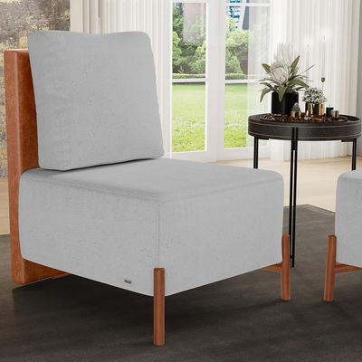 Kit 02 Poltronas Decorativas Sala de Estar Living Hungria L02 Couríssimo Camel Linho Cinza - Lyam