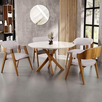 Cadeira Para Sala de Jantar e Estar Living Estofada Suran L02 Linho Bege - Lyam
