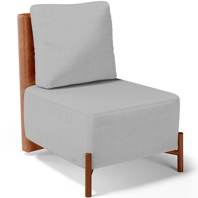 Kit 02 Poltronas Decorativas Sala de Estar Living Hungria L02 Couríssimo Camel Linho Cinza - Lyam