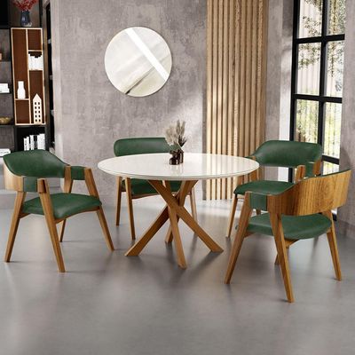 Kit 04 Cadeiras Para Sala de Jantar e Estar Living Estofada Suran L02 Couríssimo Verde Musgo - Lyam