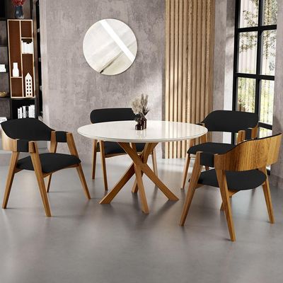 Kit 04 Cadeiras Para Sala de Jantar e Estar Living Estofada Suran L02 Suede Preto - Lyam