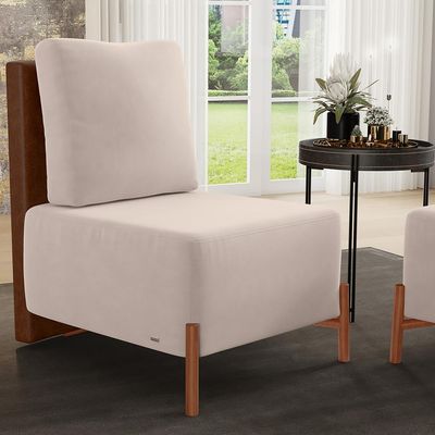 Kit 02 Poltronas Decorativas Sala de Estar Living Hungria L02 Couríssimo Marrom Suede Bege - Lyam