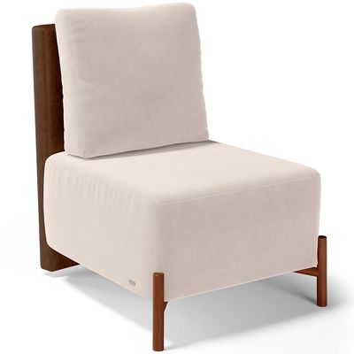 Kit 02 Poltronas Decorativas Sala de Estar Living Hungria L02 Couríssimo Marrom Suede Bege - Lyam