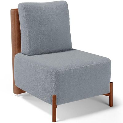 Kit 02 Poltronas Decorativas Sala de Estar Living Hungria L02 Couríssimo Camel Bouclê Cinza - Lyam