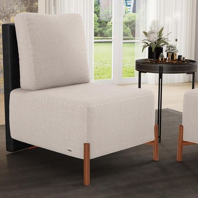 Kit 02 Poltronas Decorativas Sala de Estar Living Hungria L02 Couríssimo Preto Bouclê Creme - Lyam