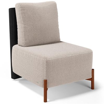 Kit 02 Poltronas Decorativas Sala de Estar Living Hungria L02 Couríssimo Preto Bouclê Creme - Lyam