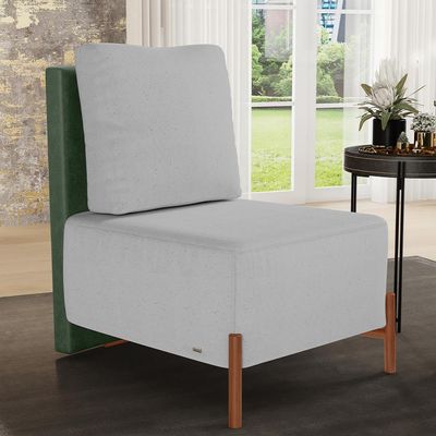 Kit 02 Poltronas Decorativas Sala de Estar Living Hungria L02 Couríssimo Verde Linho Cinza - Lyam