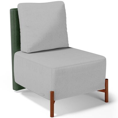 Kit 02 Poltronas Decorativas Sala de Estar Living Hungria L02 Couríssimo Verde Linho Cinza - Lyam