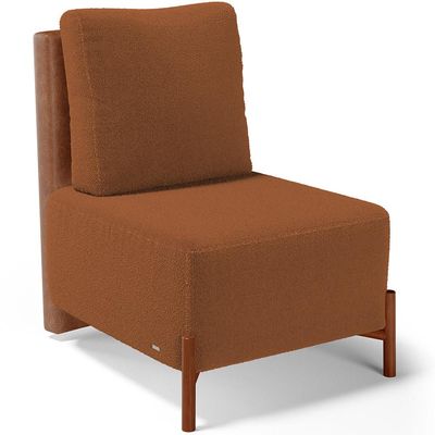 Kit 02 Poltronas Decorativas Sala Estar Living Hungria L02 Couríssimo Camel Bouclê Terracota - Lyam