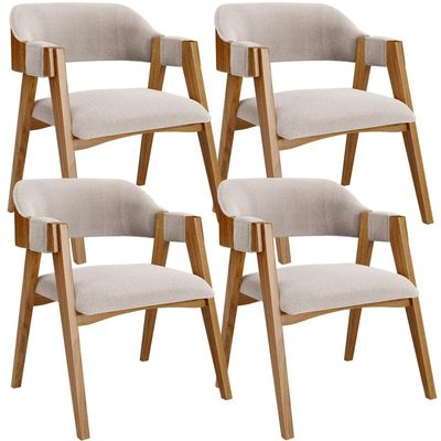 Kit 04 Cadeiras Para Sala de Jantar e Estar Living Estofada Suran L02 Bouclê Creme - Lyam