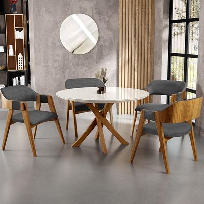 Cadeira Para Sala de Jantar e Estar Living Estofada Suran L02 Linho Cinza Escuro - Lyam
