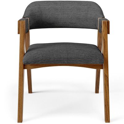 Cadeira Para Sala de Jantar e Estar Living Estofada Suran L02 Linho Cinza Escuro - Lyam