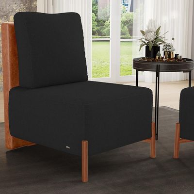 Kit 02 Poltronas Decorativas Sala de Estar Living Hungria L02 Couríssimo Camel Bouclê Preto - Lyam
